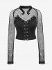 Gothic Sheer Fishnet Cutout Grommets Ring Zip Front Crop Top -  