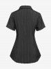 Gothic Jacquard PU Leather Lace-up Corset Shirt -  