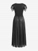 Gothic Guipure Lace Panel Mesh Tassels Lace-up Sleeveless Maxi Dress -  