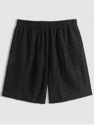 Openwork Lace Casual Shorts - BLACK - XL