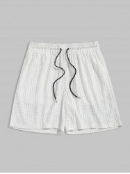 Jacquard Terry Cloth Textured Drawstring Sweat Shorts -  