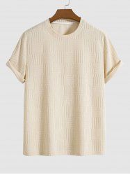 Jacquard Towel Cloth Textured Short Sleeves T-shirt -  