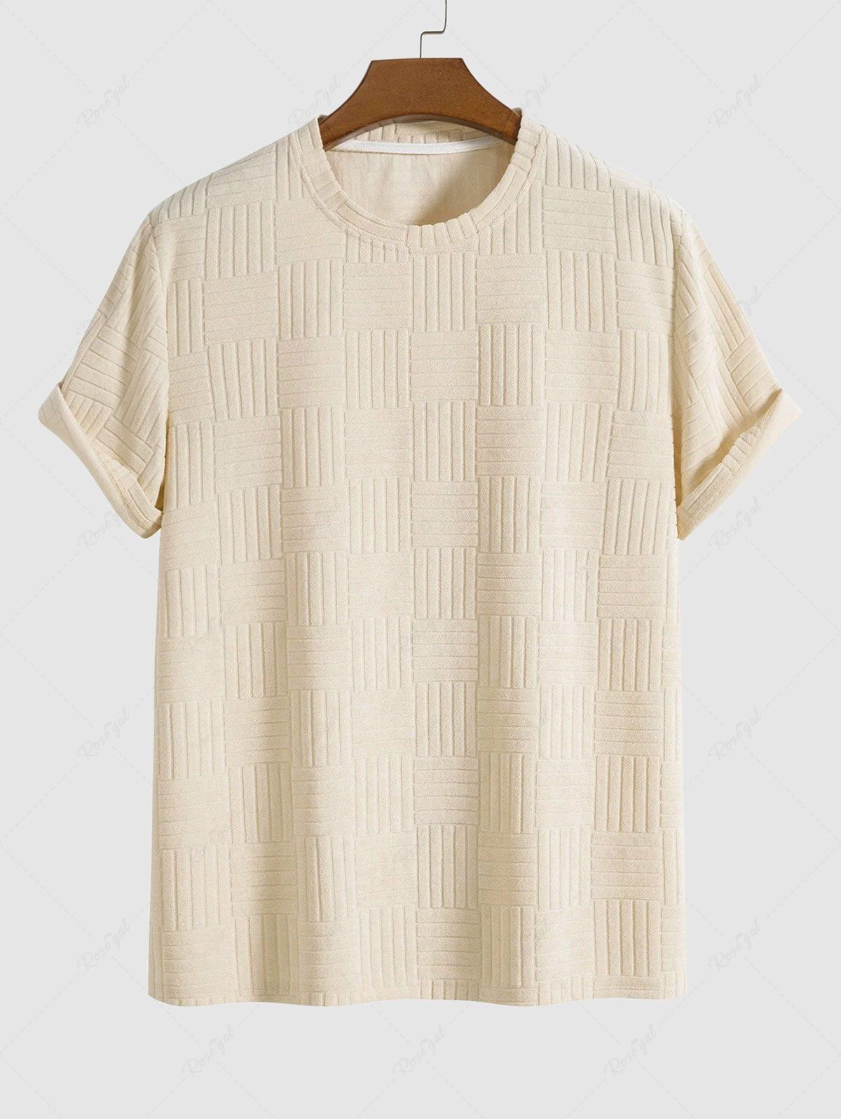 New Jacquard Towel Cloth Textured Short Sleeves T-shirt  