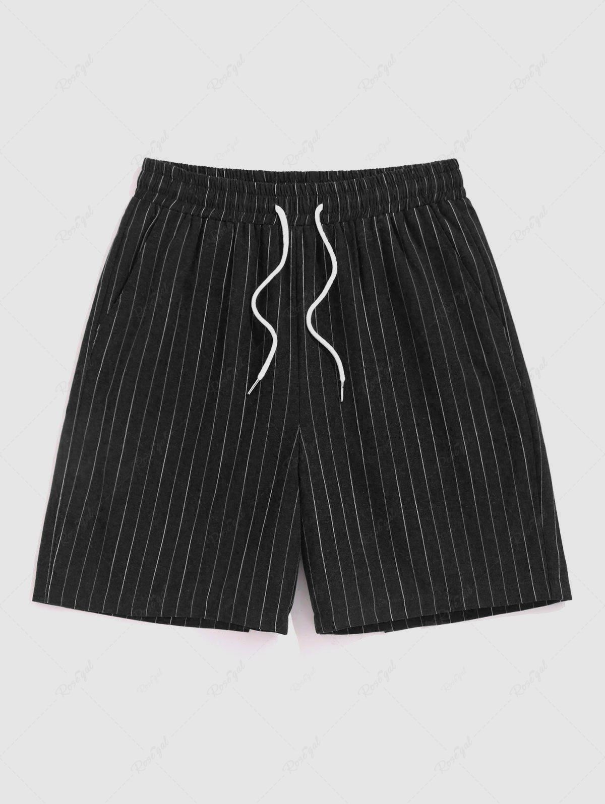 Fancy Vertical Striped Pattern Drawstring Shorts  