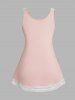 Plus Size Twisted Lace Panel Ruched Casual Tank Top -  