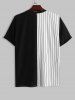 Letter LOS ANGELES Stripes Panel Colorblock T-shirt and Shorts Set -  