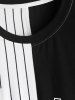 Letter LOS ANGELES Stripes Panel Colorblock T-shirt and Shorts Set -  