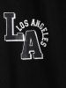 Letter LOS ANGELES Stripes Panel Colorblock T-shirt and Shorts Set -  