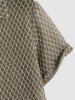 Plaid Openwork Knit Button Up Short Sleeve Camp Collar Shirt -  