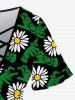 T-shirt Gothique Croisé Fleur et Main Imprimés à Manches Courtes - Vert M
