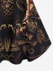 T-shirt Gothique Arbre Fleur Hibou Imprimés à Epaule Dénudée - Noir 1X | US 14-16