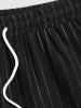 Vertical Striped Pattern Drawstring Shorts -  