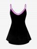 Plus Size Glitter Feather Moon Print Cami Top (Adjustable Shoulder Strap) -  