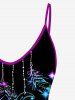 Plus Size Glitter Feather Moon Print Cami Top (Adjustable Shoulder Strap) -  