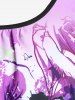 Maillot de Bain Tankini Matelassé Rose Imprimée de Grande Taille sans Dos - Pourpre  2X
