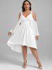 Plus Size Guipure Lace Panel Cold Shoulder High Low Midi Wedding Dress -  