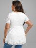 Plus Size Half Zipper Layered Tunic Lace Top -  