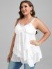 Plus Size Sequins Flounce Layered Backless Tank Top -  