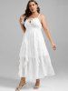 Plus Size Lace and Chiffon Ruffled Crisscross Maxi Sleeveless Wedding Dress -  