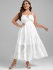 Plus Size Lace and Chiffon Ruffled Crisscross Maxi Sleeveless Wedding Dress -  