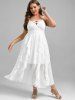 Plus Size Lace and Chiffon Ruffled Crisscross Maxi Sleeveless Wedding Dress -  