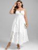 Plus Size Lace and Chiffon Ruffled Crisscross Maxi Sleeveless Wedding Dress -  