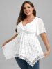 Plus Size Lace Handkerchief Hem Twist Broderie Anglaise Butterfly Sleeve Top -  