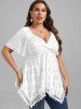 Plus Size Lace Handkerchief Hem Twist Broderie Anglaise Butterfly Sleeve Top -  