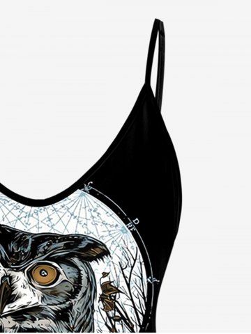 Gothic Butterfly Owl Colorblock Print Cami Top (Adjustable Shoulder Strap)