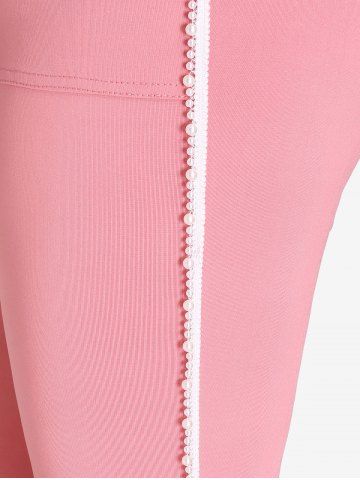 Plus Size Pearls Pocket Capri Leggings