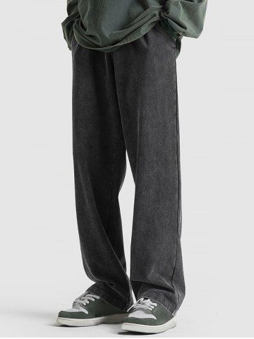 Solid Color Drawstring Basic Casual Pants - BLACK - XXL