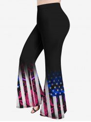 Plus Size American Flag Figure Print Flare Pants -  