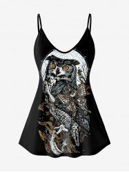 Gothic Butterfly Owl Colorblock Print Cami Top (Adjustable Shoulder Strap) -  