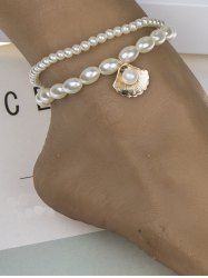 2Pcs Vintage Faux Baroque Pearl Anklet -  