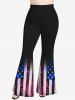 Pantalon Évasé Imprimé Drapeau Américain Grande Taille - Rose clair M | US 10