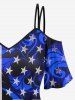 Plus Size American Flag Figure Print Cold Shoulder T-shirt -  