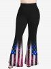 Plus Size American Flag Figure Print Flare Pants -  