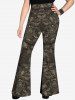 Gothic Leopard Owl Butterfly Print Flare Pants -  