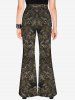 Gothic Leopard Owl Butterfly Print Flare Pants -  