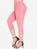 Plus Size Pearls Pocket Capri Leggings -  