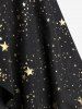 Plus Size Stars Print Twist Ruched Lace Trim Double Layered Butterfly Sleeves T-shirt -  