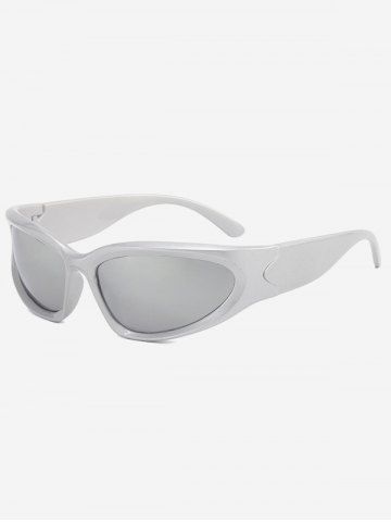 Sports Racing Techwear Style One-piece Sunglasses - PLATINUM