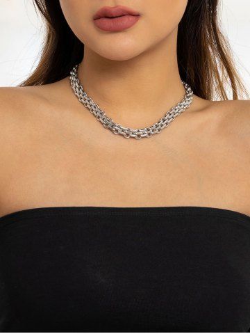 Chunky Chain Choker Necklace - SILVER