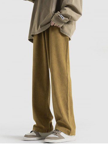 Solid Color Drawstring Basic Casual Pants - COFFEE - XXL