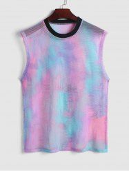 Loose Sheer Mesh Tie Dye Tank Top -  