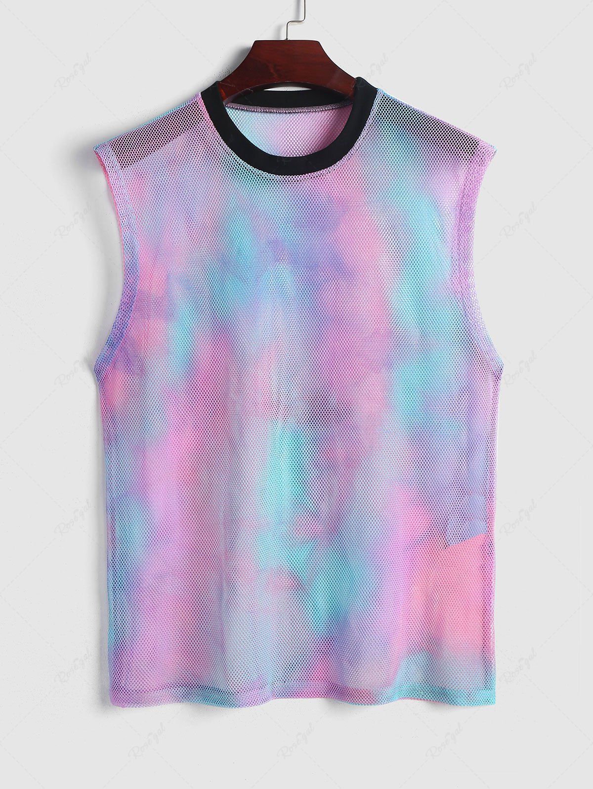 Trendy Loose Sheer Mesh Tie Dye Tank Top  