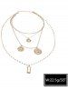 Collier avec Pendentif en Forme de Pièce Bijou Multicolores Style Antique - d'or 