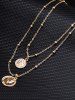 Vintage Head Coin Double Layer Necklace -  
