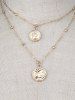 Vintage Head Coin Double Layer Necklace -  