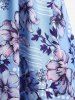 Robe Feuille Fleur Imprimées avec Poches de Grande Taille à Manches Papillon - Bleu 2X | US 18-20